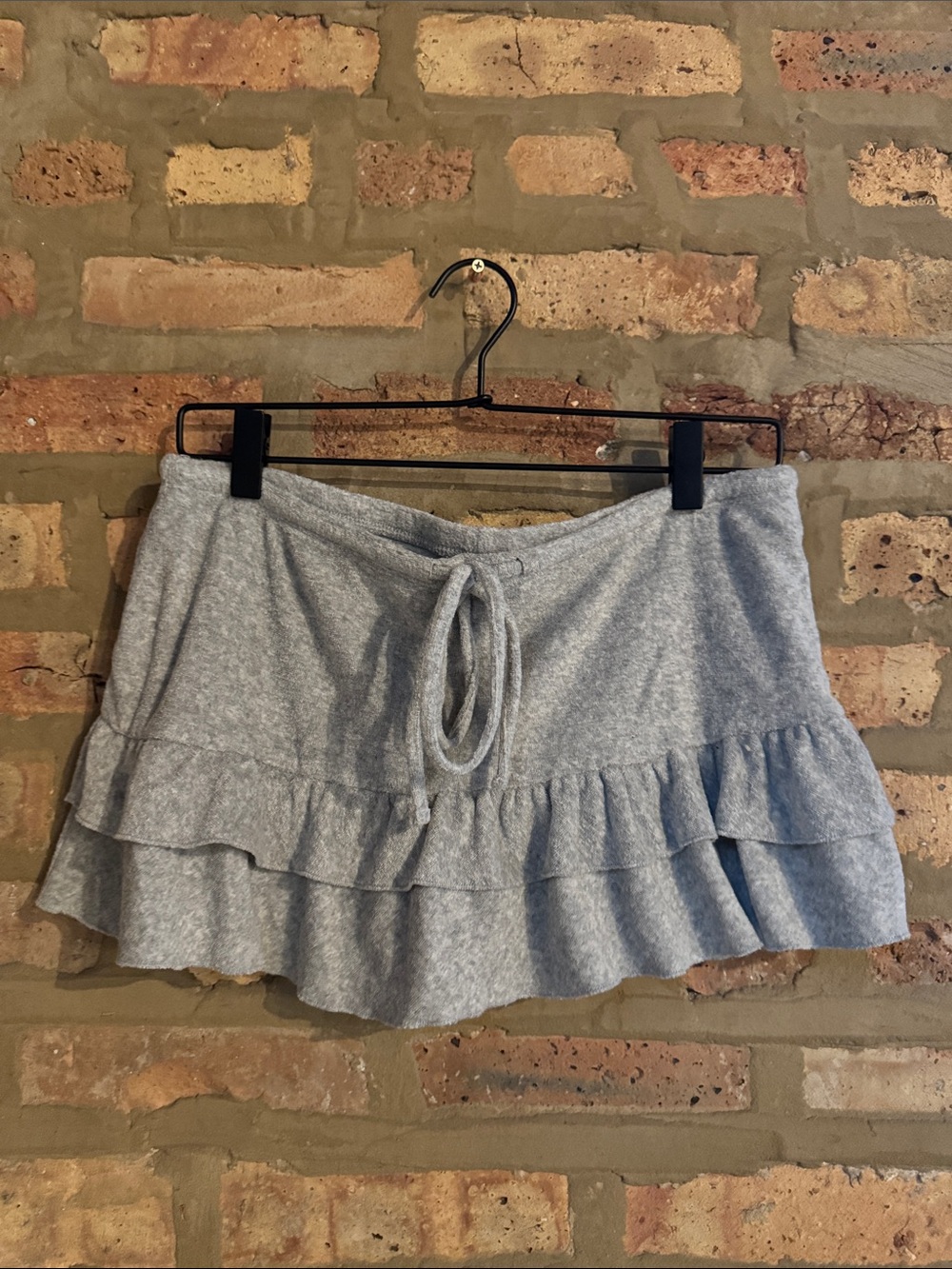 Edikted Gray Terry Cloth Ruffle Skirt